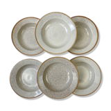 6 Tulowice speckled stoneware soup plates