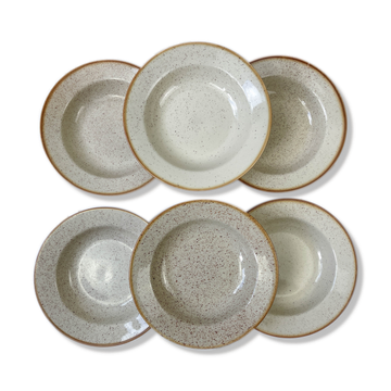 6 Tulowice speckled stoneware soup plates