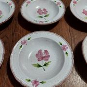 Assiettes creuses série de six grès Niderviller décor Cassandre XXème