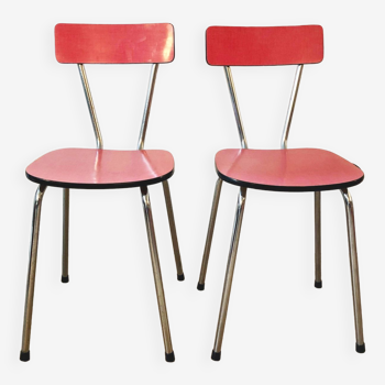Duo de chaise en formica rouge
