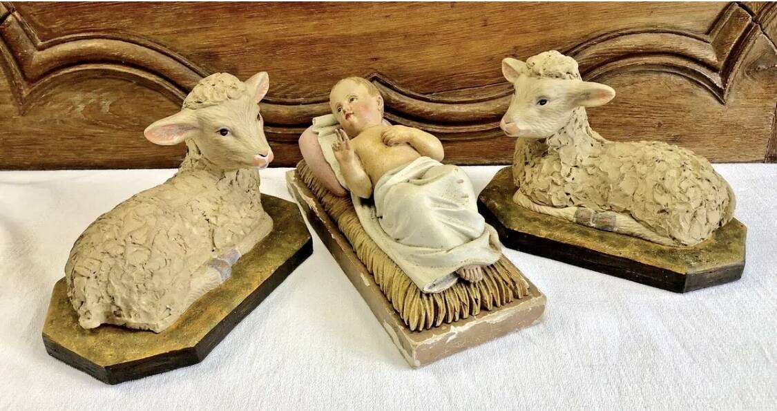 Altar angel statue 26.5 cm plaster santon church nativity scene