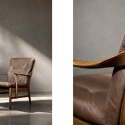 Fauteuil vintage en hêtre et cuir marron du milieu du siècle de Farstrup Møbler