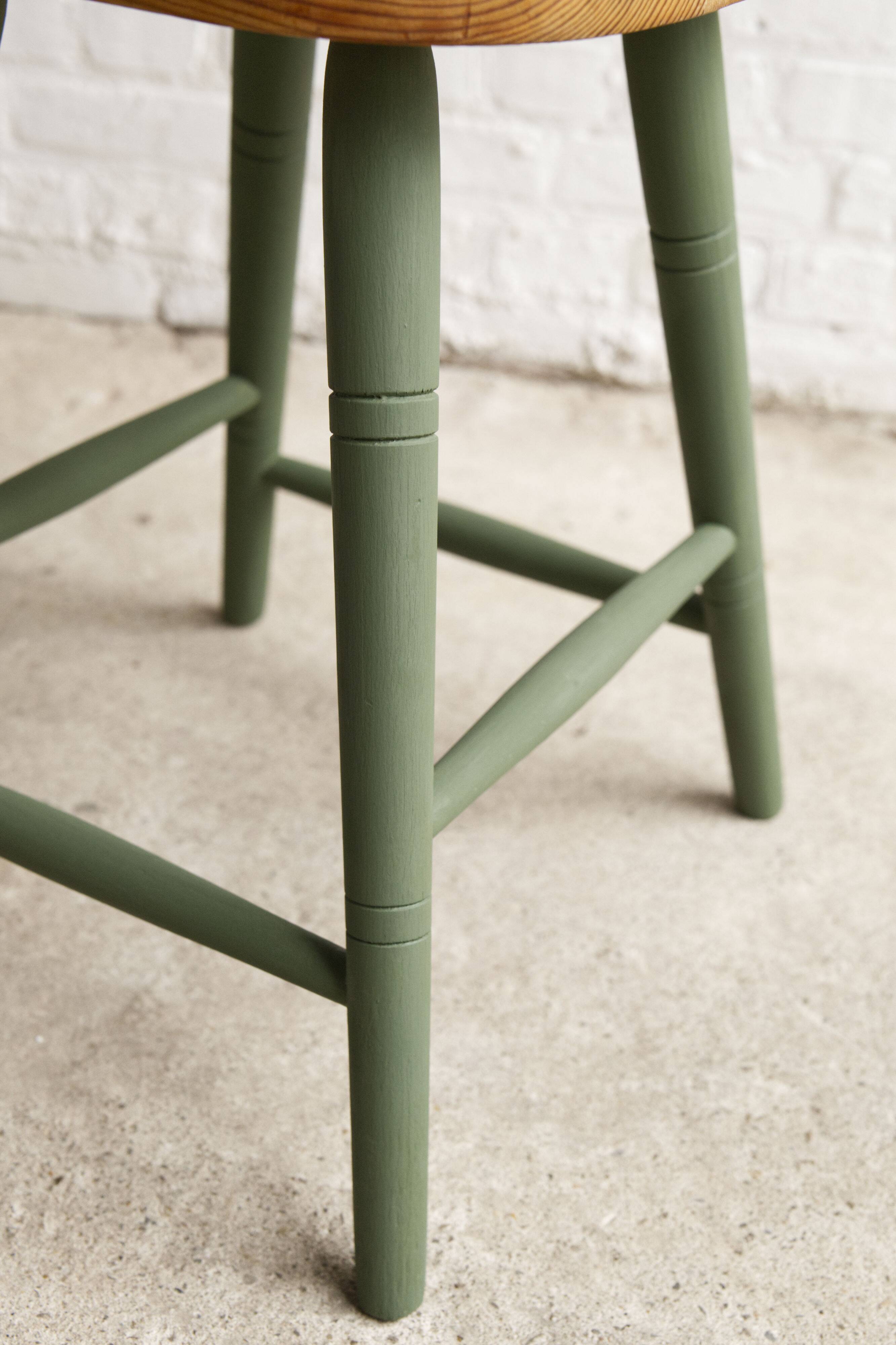 Milk painted pine stool, 1960s