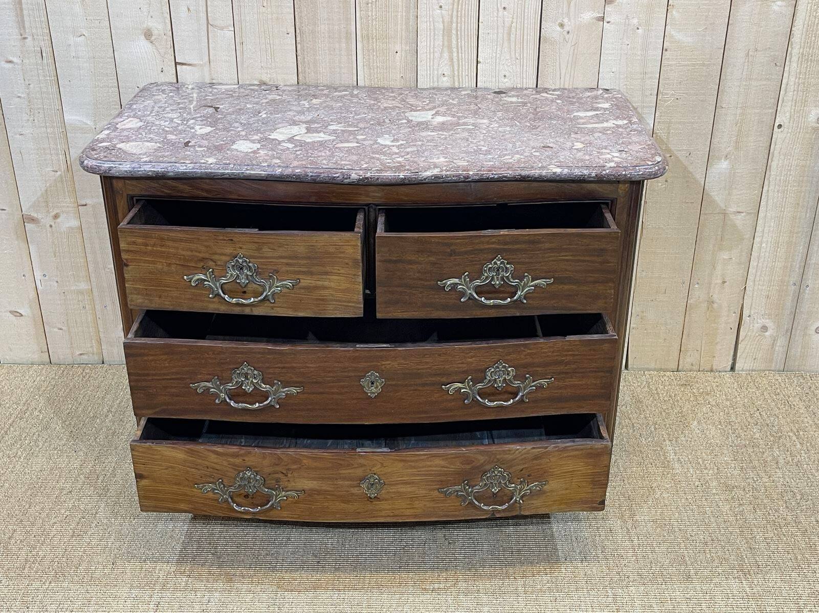 Regency commode in amaranth with an 18th-century marble top.