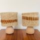 Vintage table lamps wood and wool, France 60s