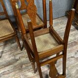 Krieger Paris: series of 4 Louis XVI chairs in burl, rosewood and walnut circa 1880
