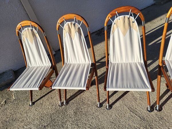 Serie de 6 chaises babord de salle a manger deck line pliantes decoration de bateau