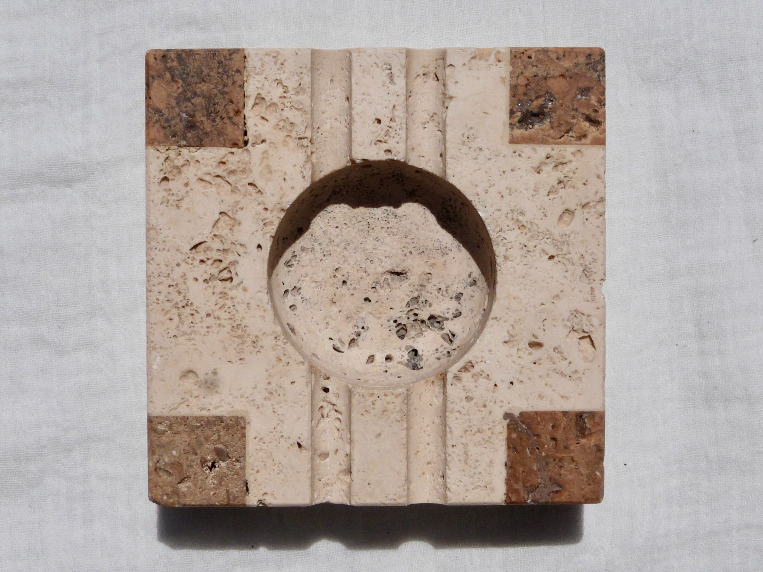 Travertine smoker's set, lighter and ashtray