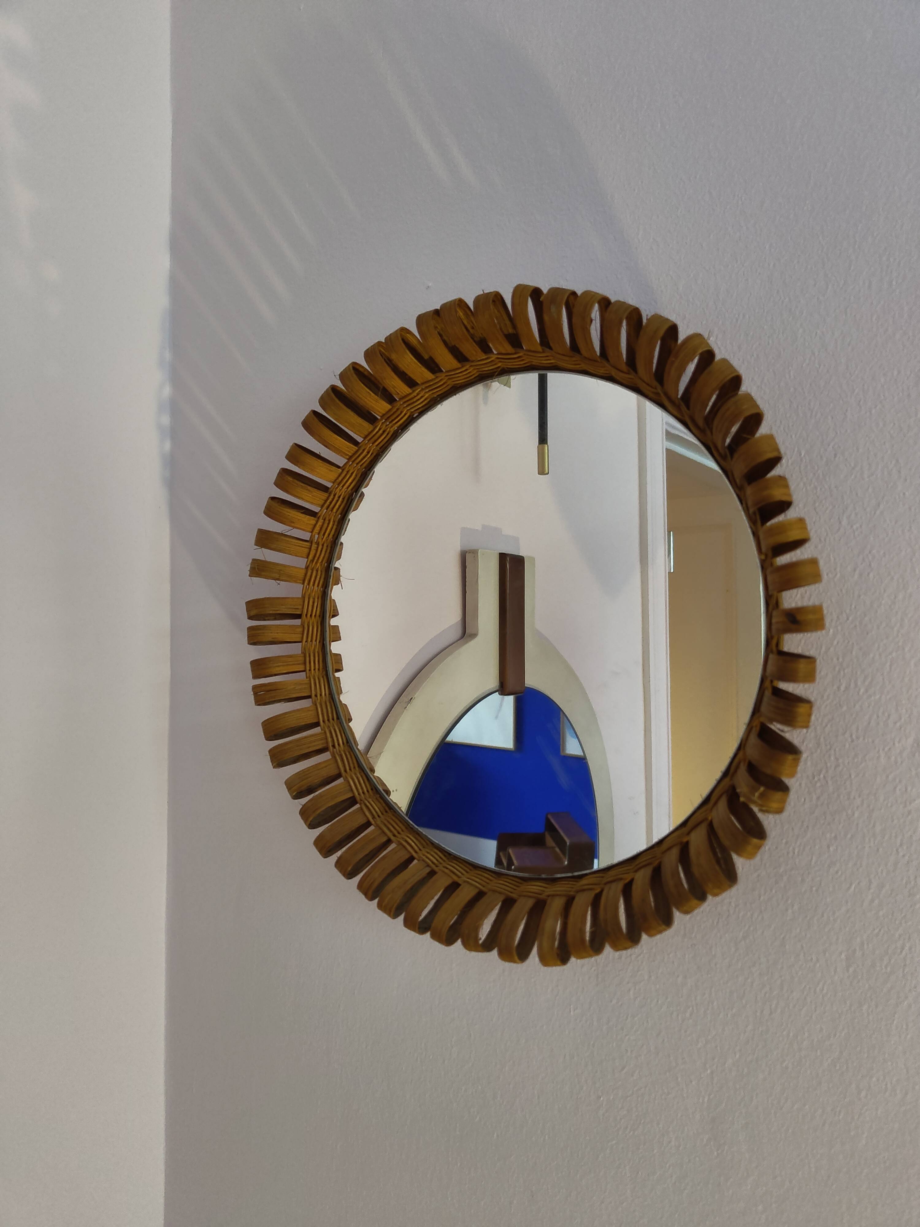 Small rattan mirror from the 60s