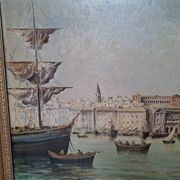 Peinture marine xixe sur toile signée J Alberti