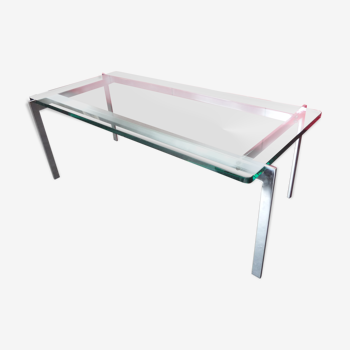 Vintage coffee table circa 1960 - chrome and very thick glass