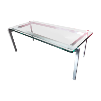 Vintage coffee table circa 1960 - chrome and very thick glass