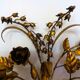 Pair of gold plated wall double candleholders with roses by Hans Kögl, 1960