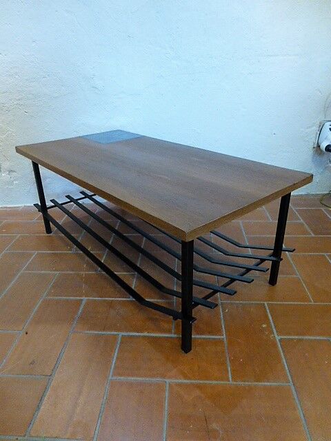 Coffee table in ceramic wood and metal vintage 1960.