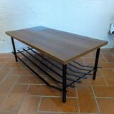 Coffee table in ceramic wood and metal vintage 1960.