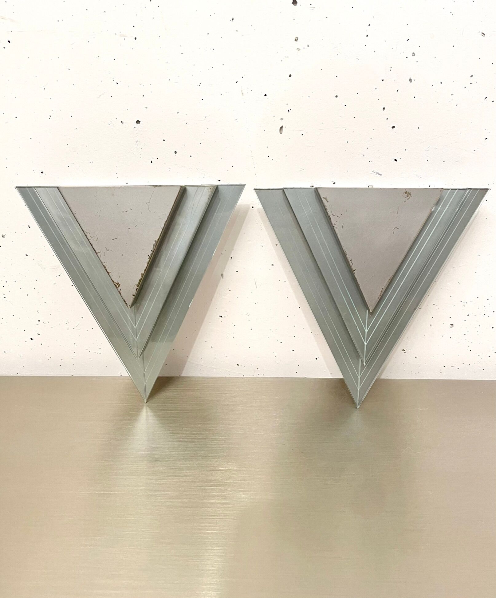 Pair of plexiglass and metal wall lamps, 1980