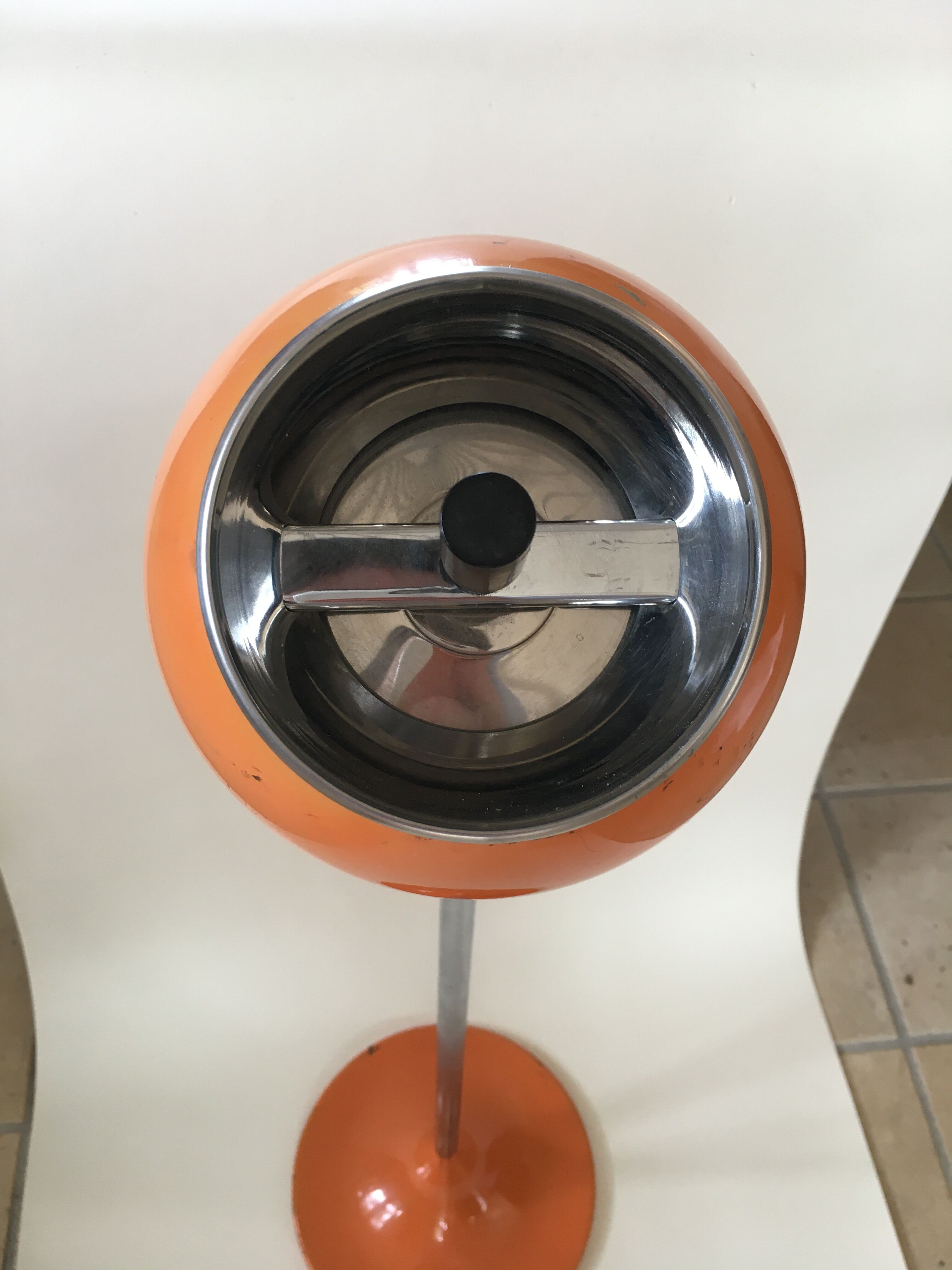 Standing ashtray, orange, 1970s