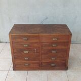 Meuble de métier 10 tiroirs en noyer