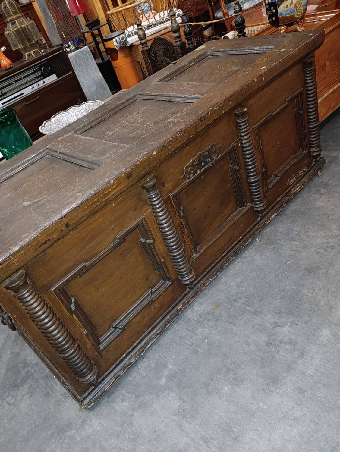 17th-century carved oak antique chest