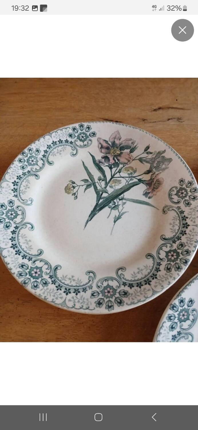 7 old flat plates Terre de fer