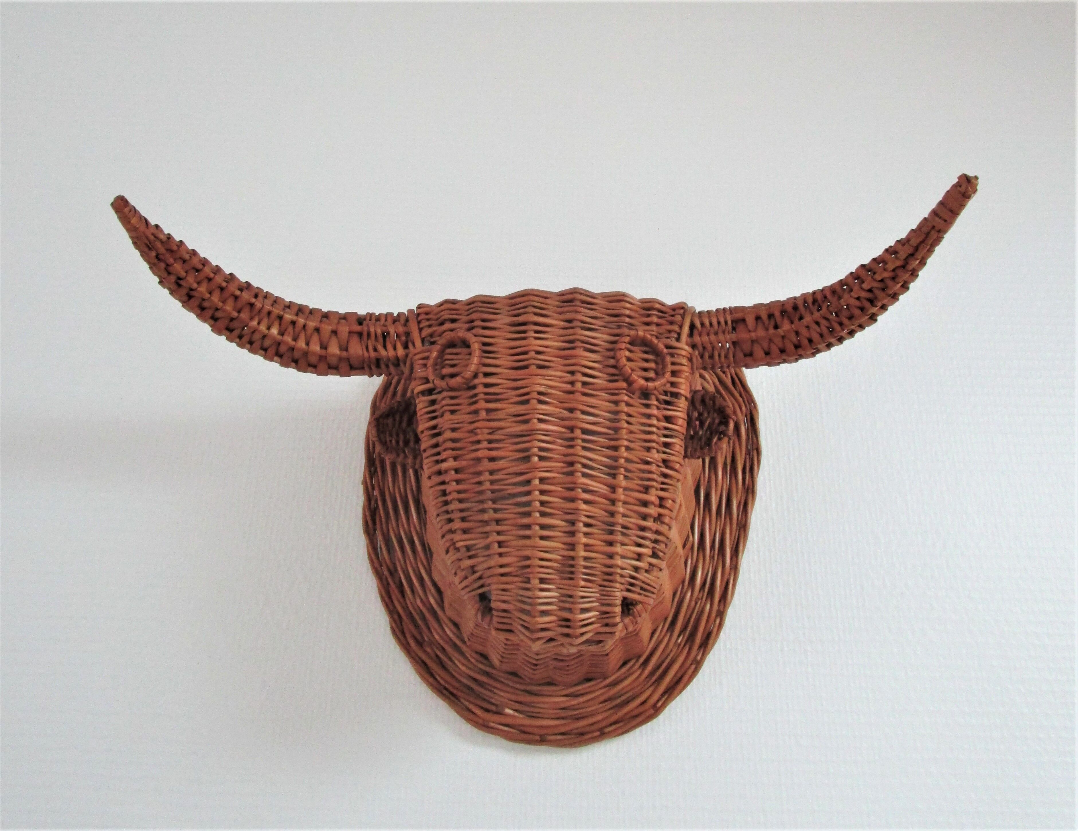 Bull head minotaur wicker vintage 60s-70s