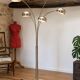 Arc floor lamp with 5 lights in chrome metal and marble – Space Age style