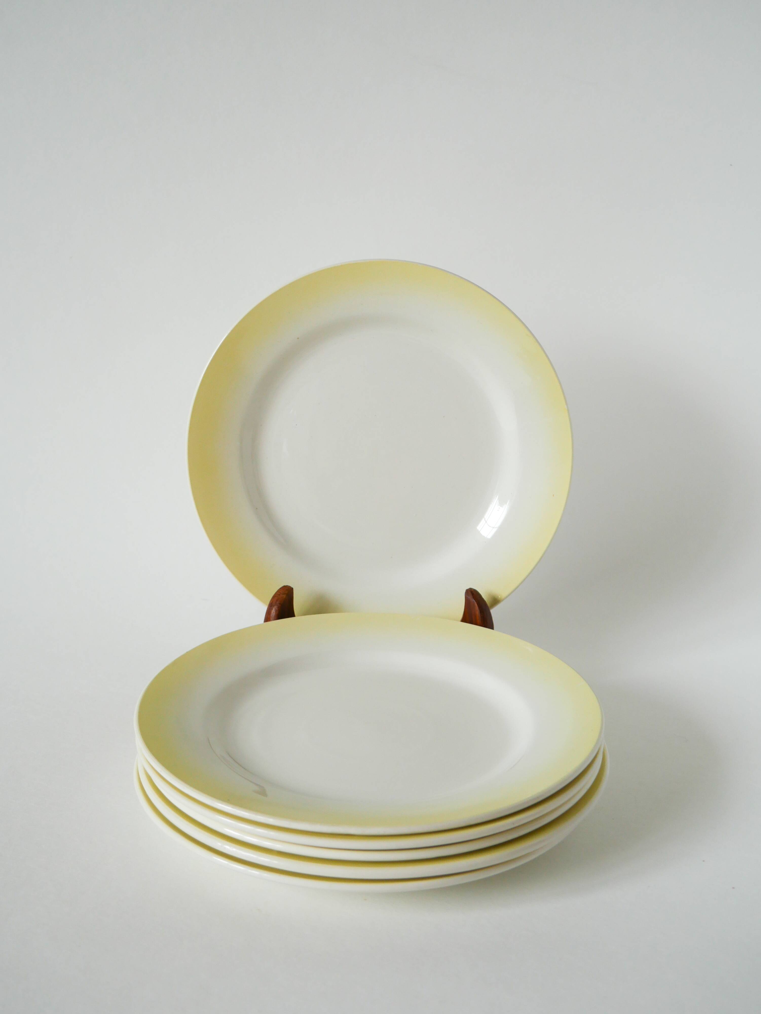 Set of 6 Tie & Dye yellow dessert plates, 1960