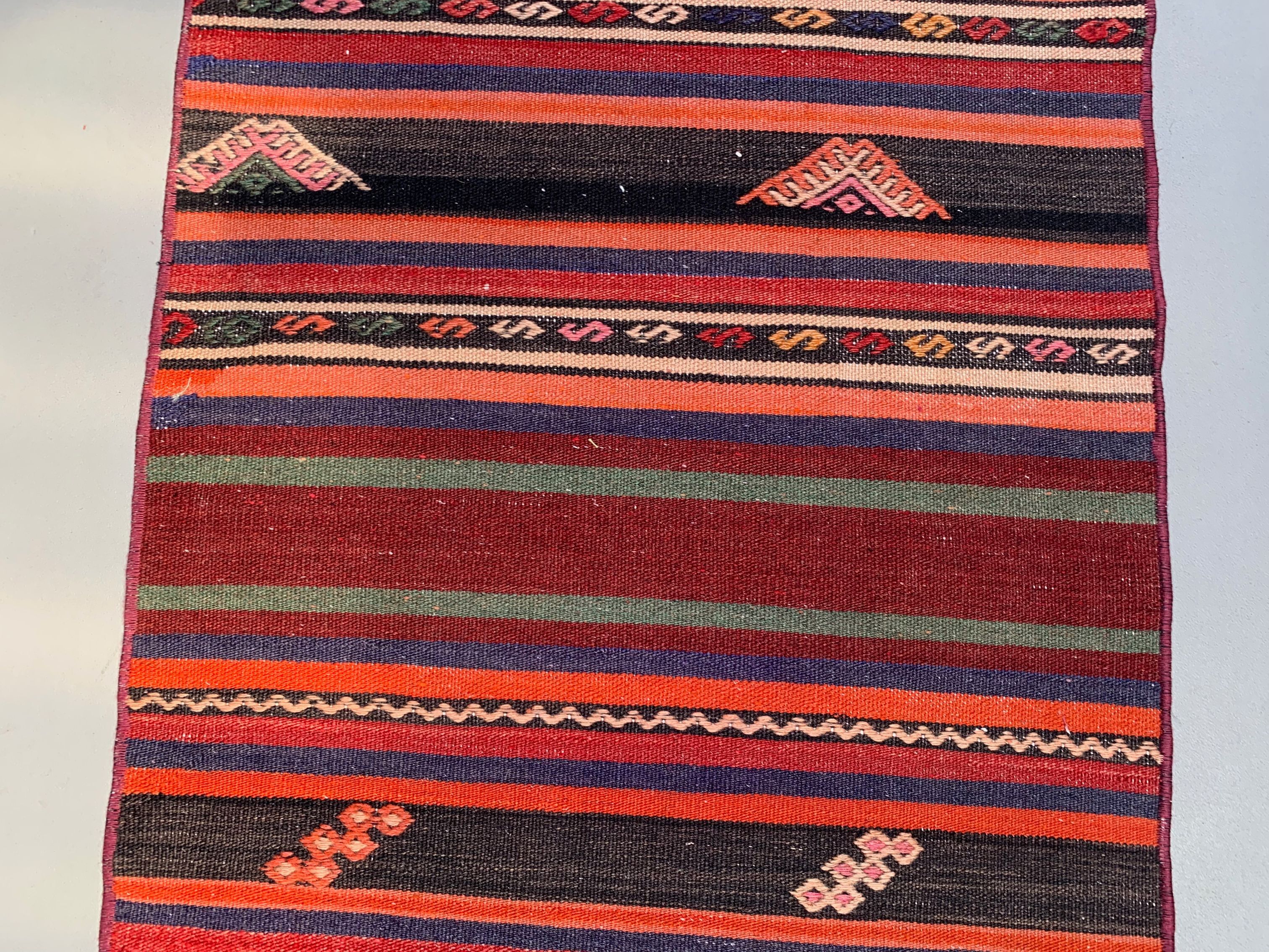 Old Turkish narrow Kilim Runner 312x57 cm shabby chic, vintage kelim