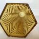 Old yellow molded glass vase chevron pattern