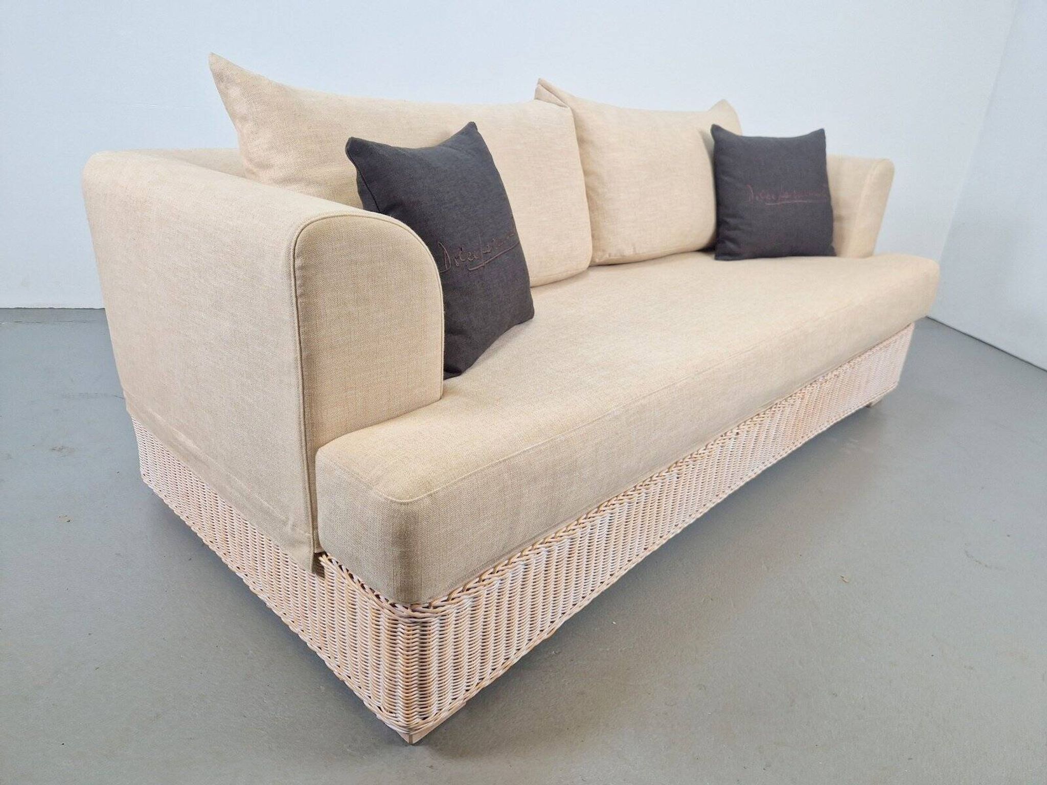 Modern Outdoor Wicker Linen Sofa by DFN SRL for Dolcefarniente Leda, Italy