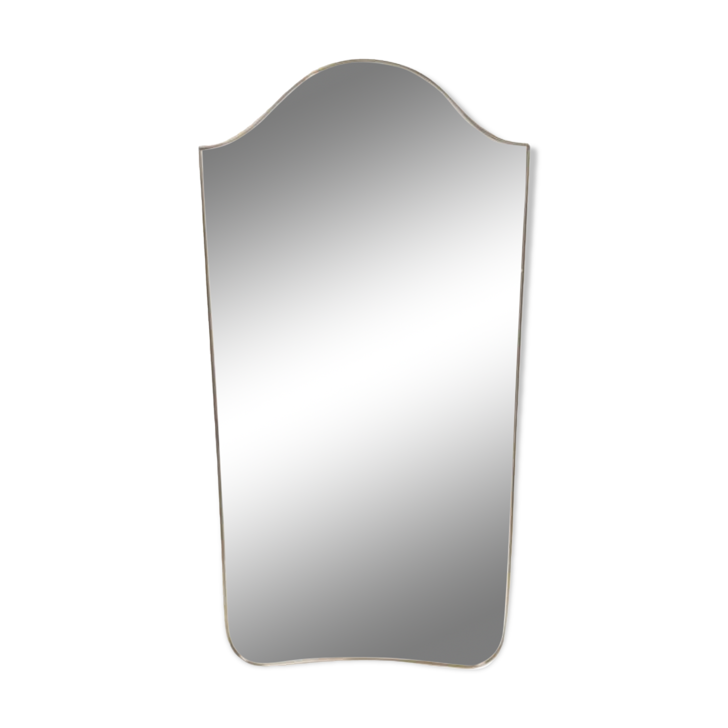 “Gendarme hat” mirror in gilded brass. 1960s.