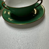 Service 14 cup and saucer in Art Deco Emerald Green and Gold.