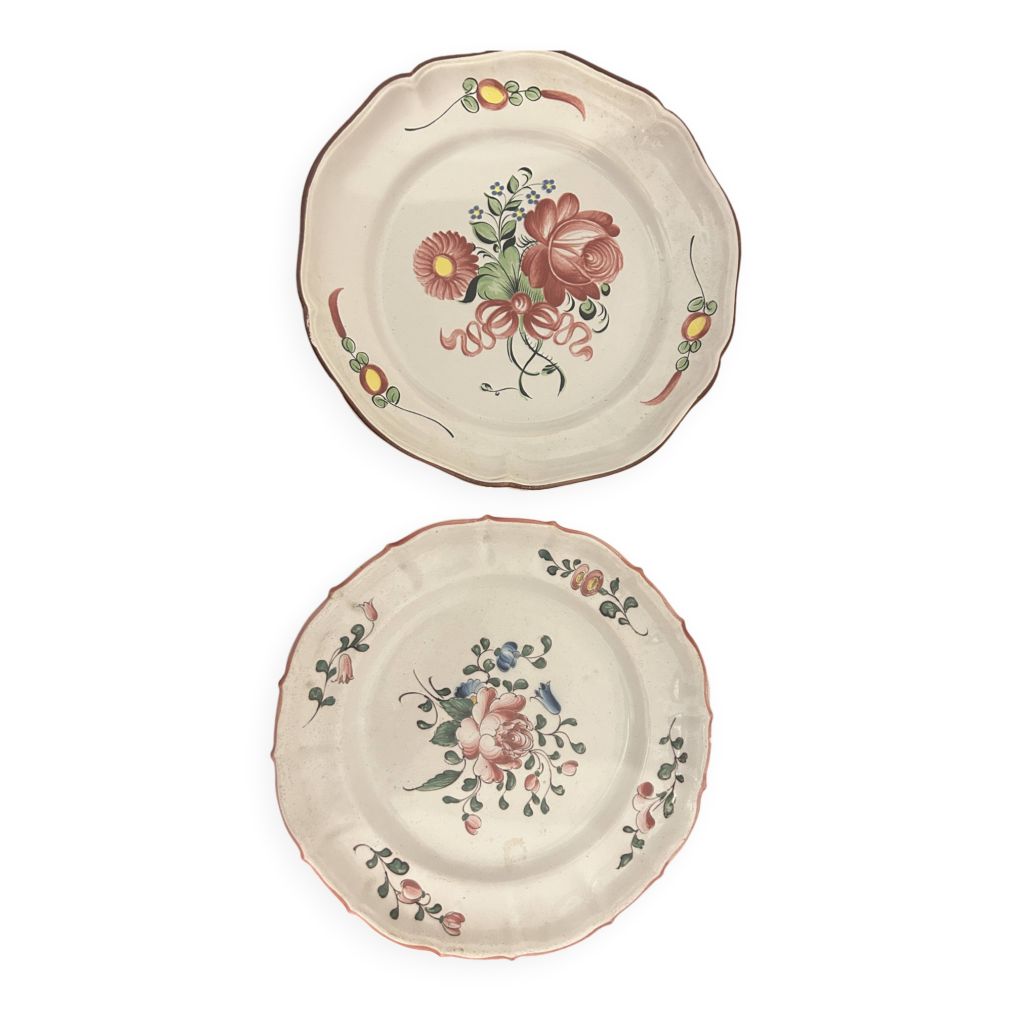 2 antique earthenware dishes from Les Islettes, 18th century