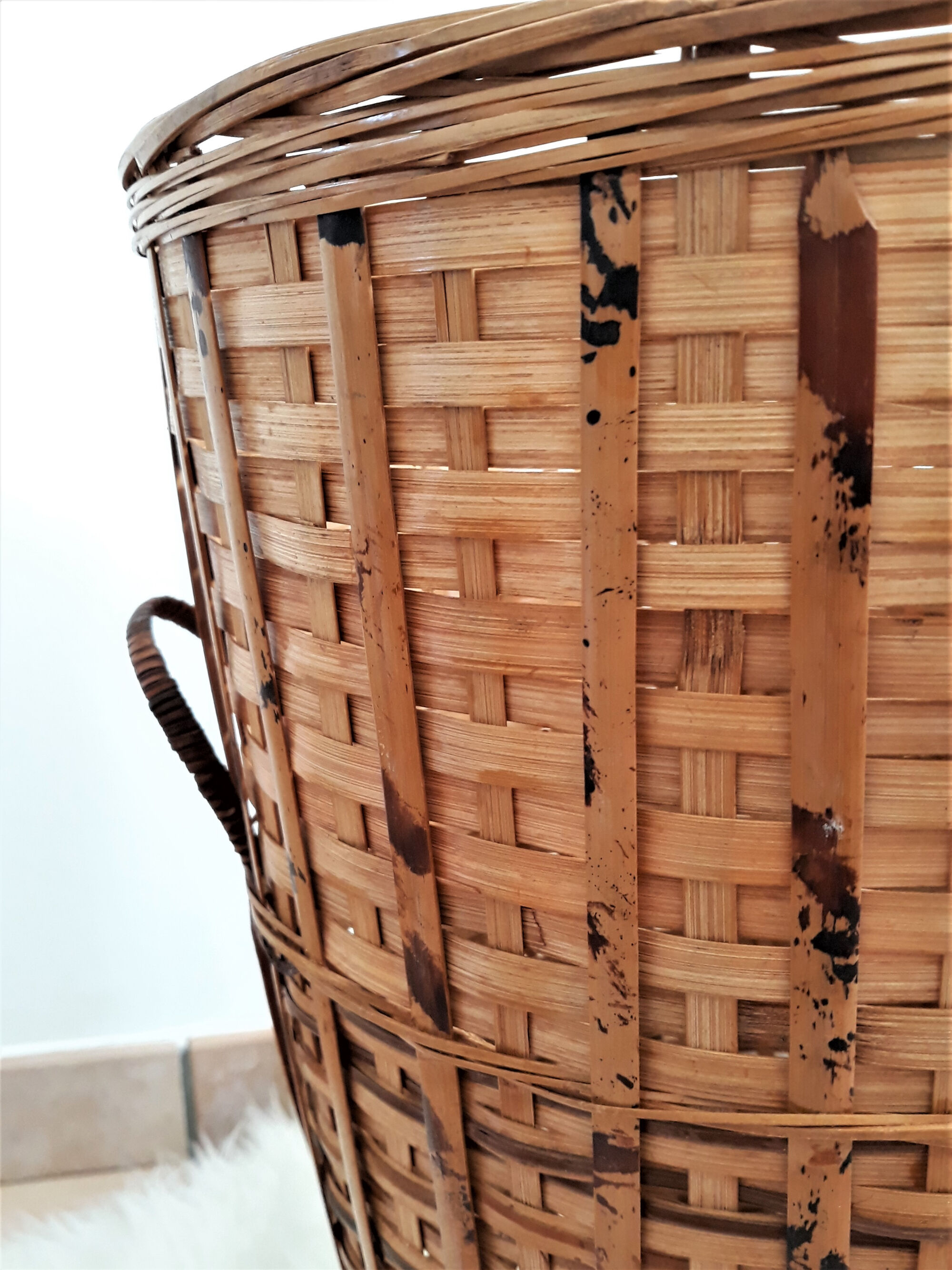 Large wicker basket / high rattan - Rattan pan / wicker XXL