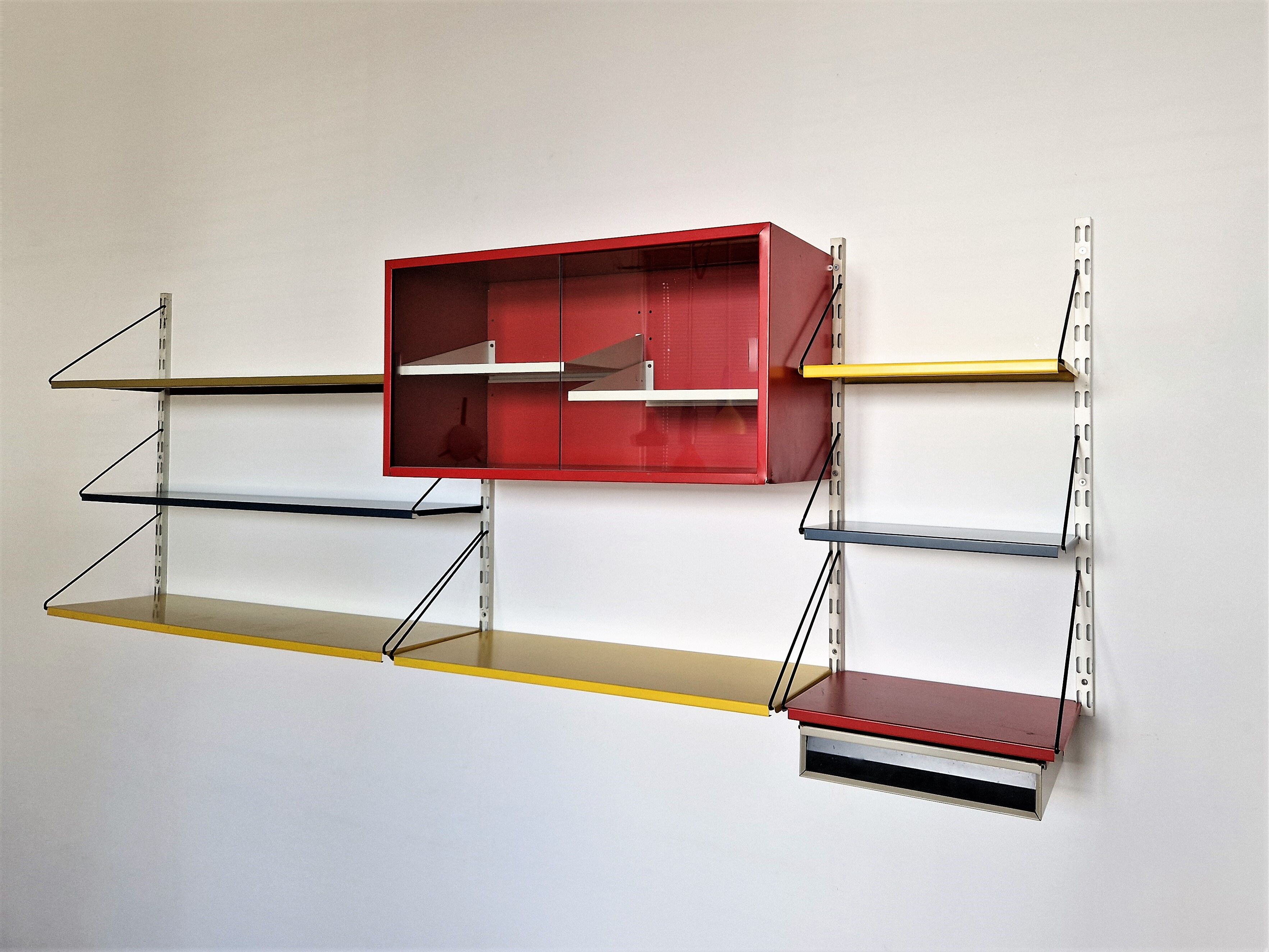Multicolored wall unit by Tjerk Rijenga for Pilastro, Netherlands, 1960s