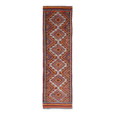 Tapis Kilim rouge et bleu 3x10, 82x295 cm