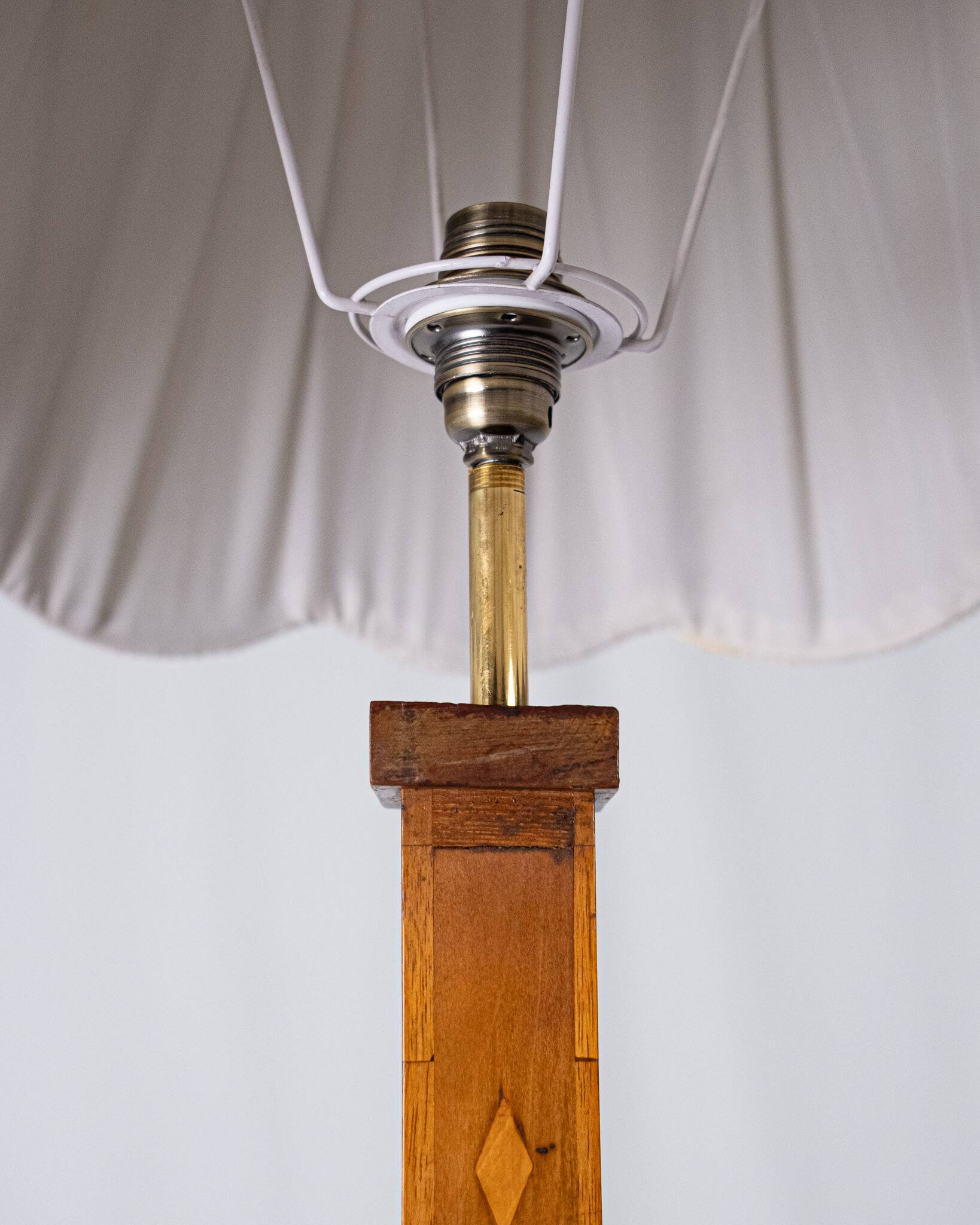 Art Deco floor lamp in marquetry, France, 1930s