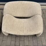 2x Artifort Groovy F598 Pierre Paulin, Pierre Frey: Chenille Igor (Sable)