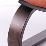 Vintage Brazilian Armchair with Cognac color leather seat cushion, 70s