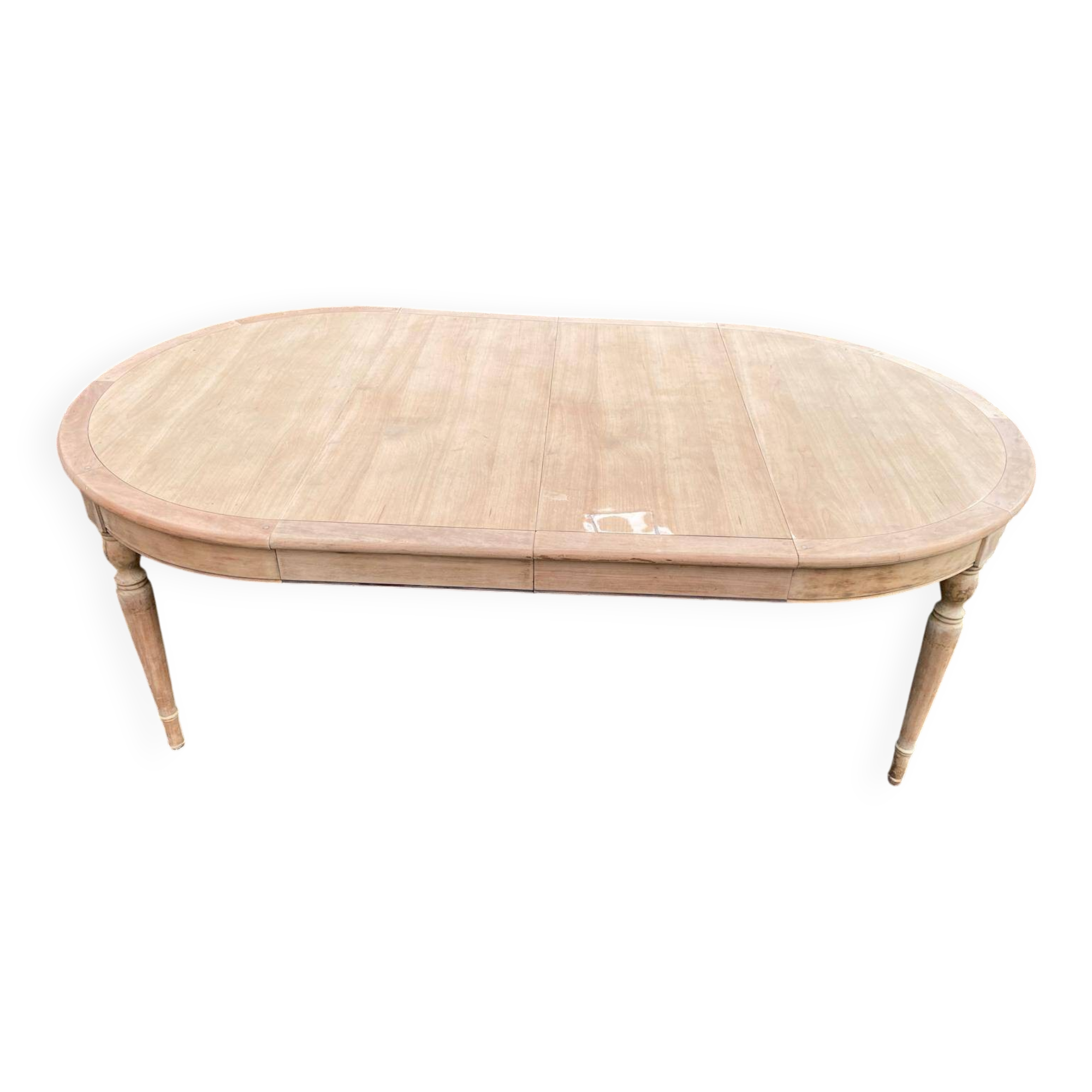 Renovated Louis Philippe round extendable dining table from the 19th century, 210cm.
