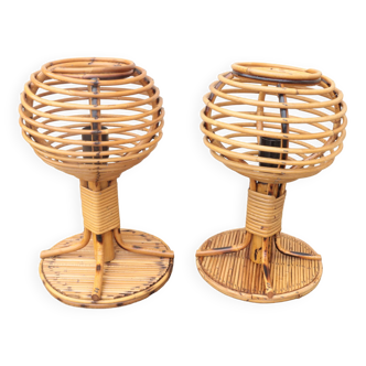 Pair of vintage rattan lamps Italy