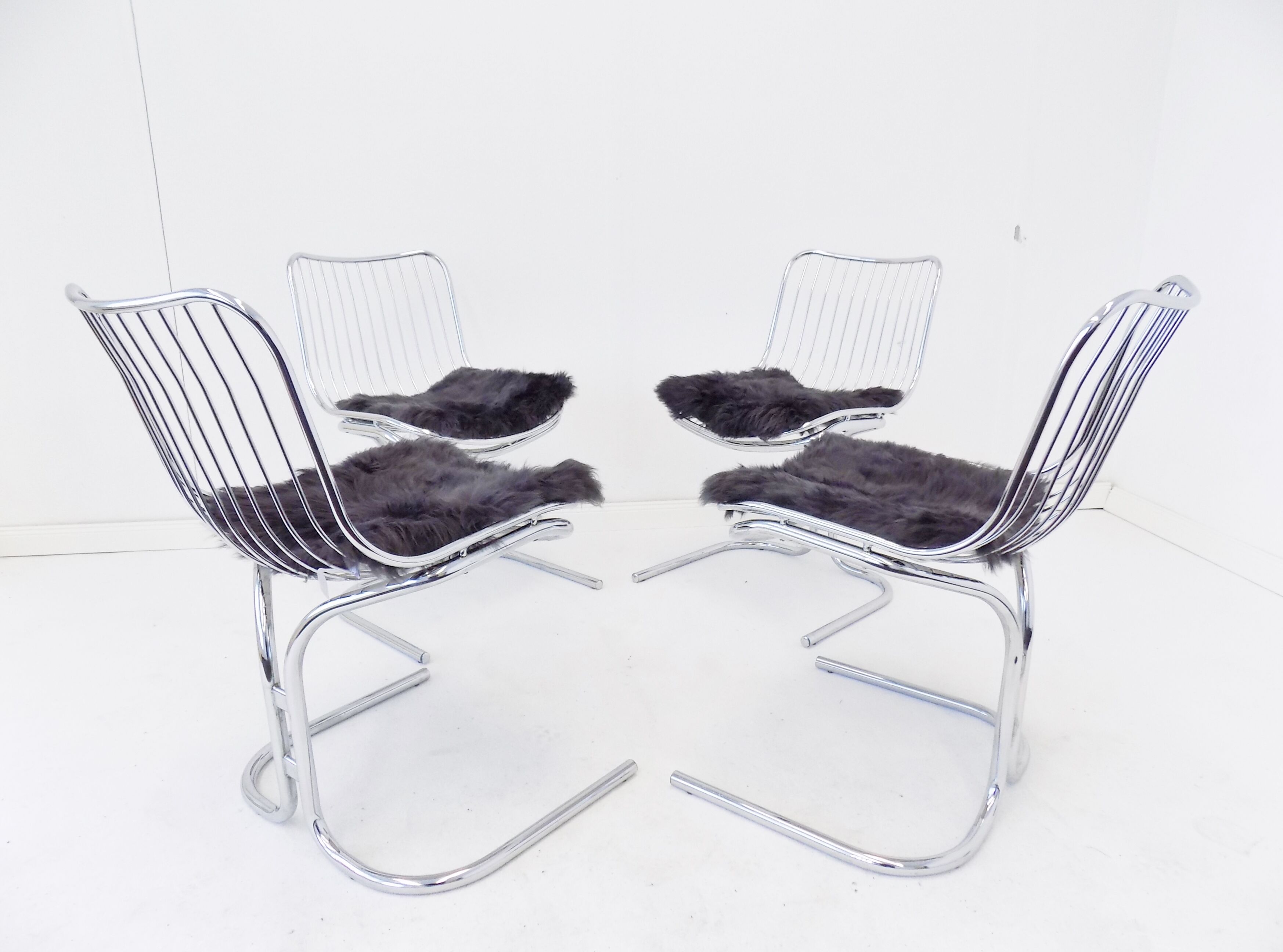 Rima set of 4 Radiofreccia chrome chairs by Gastone Rinaldi