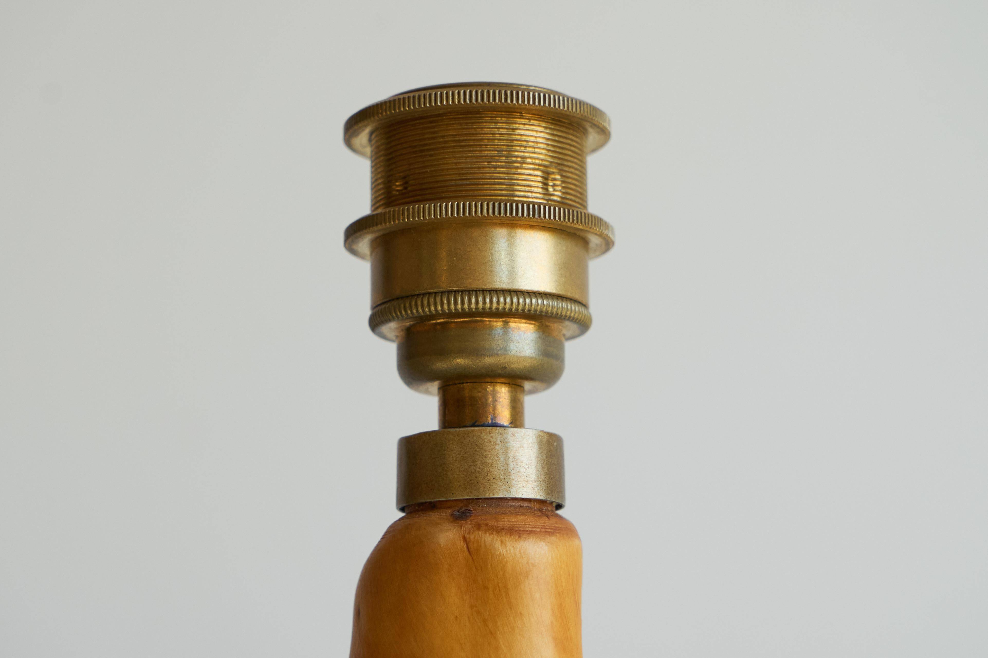 Table lamp acacia trunk oak 1950s