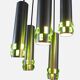 Suspension cascade of aluminum tubes with green glass