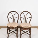 Set of 4 turned wicker chairs, vintage.