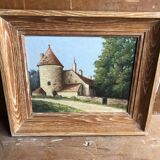 Huile sur panneau signé avec cadre bois vintage