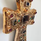 CERAMIC CROSS AND GLASS WARE SIGNED MANON DLG MITHE ESPELT 1960