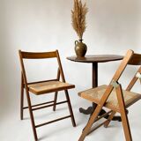 Pair folding chairs caning