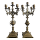 Pair of five-light gilded bronze candelabras, Napoleon III, 19th century.