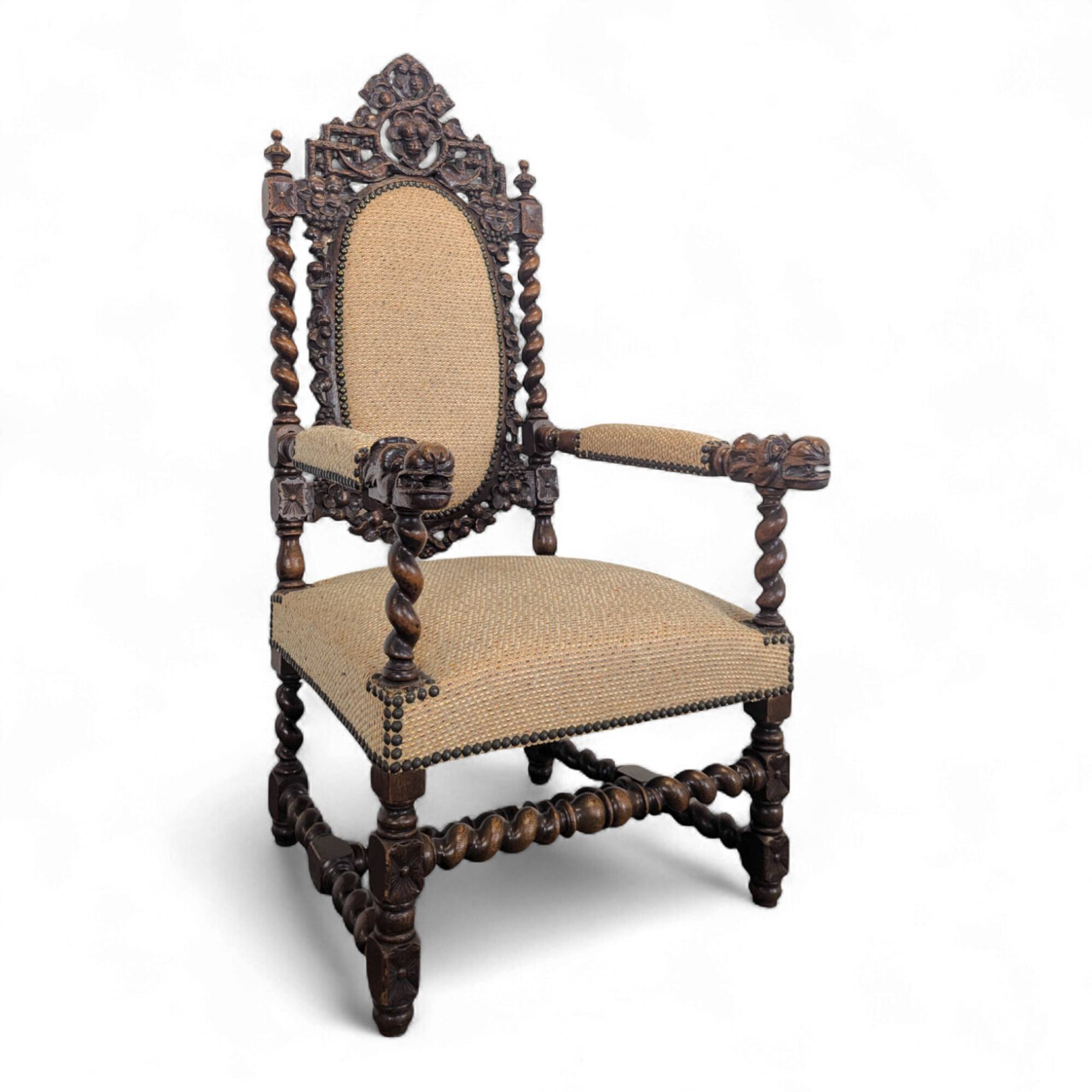 Fauteuil de style Louis XIII en chêne